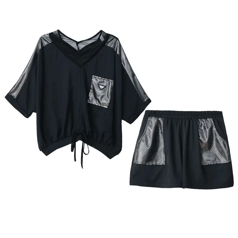 Women Shorts Sets Black 5XL Fashion Ins Loose Short Sleeved Shorts Suit Summer Fat MM Was Thin Age Reducing Two Piece Sets Lady