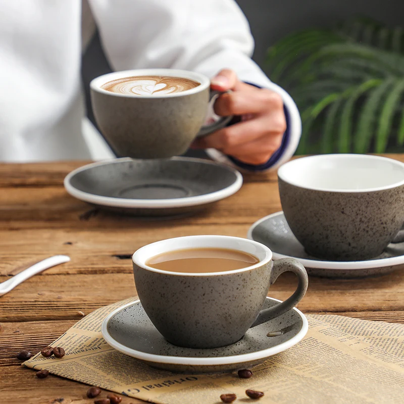 Tasses à café en céramique de haute qualité, ensemble de tasses à Cappuccino  simples de style européen, tasses à lait en fleur