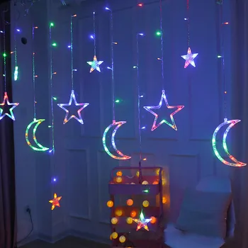 Vakantie Verlichting Eu 220V Maan Ster Lamp Led Fairy String Lights Garland Decor Voor Thuis Ramadan Decoraties Lichten Bruiloft decor
