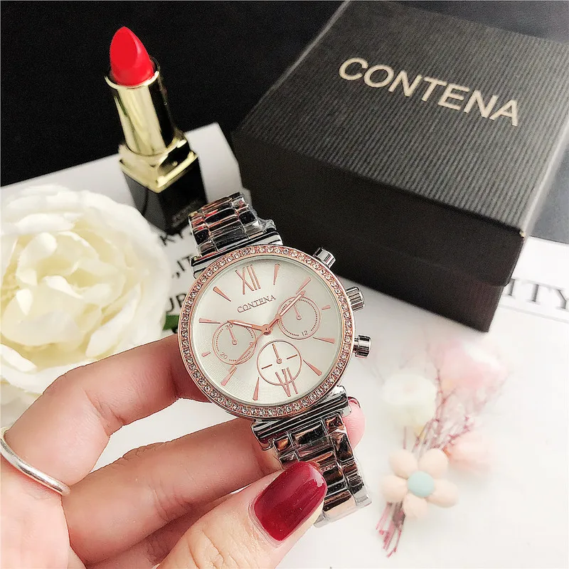 CONTENA люксовый бренд женские часы из нержавеющей стали часы reloj mujer - Цвет: CON7289Y SilverRose