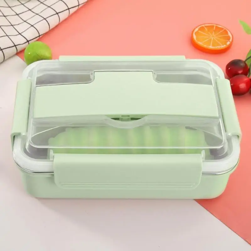 Нержавеющая сталь Ланч Bento Box термостойкие плотные отсеки Microwavable герметичный контейнер с ложкой палочки для еды