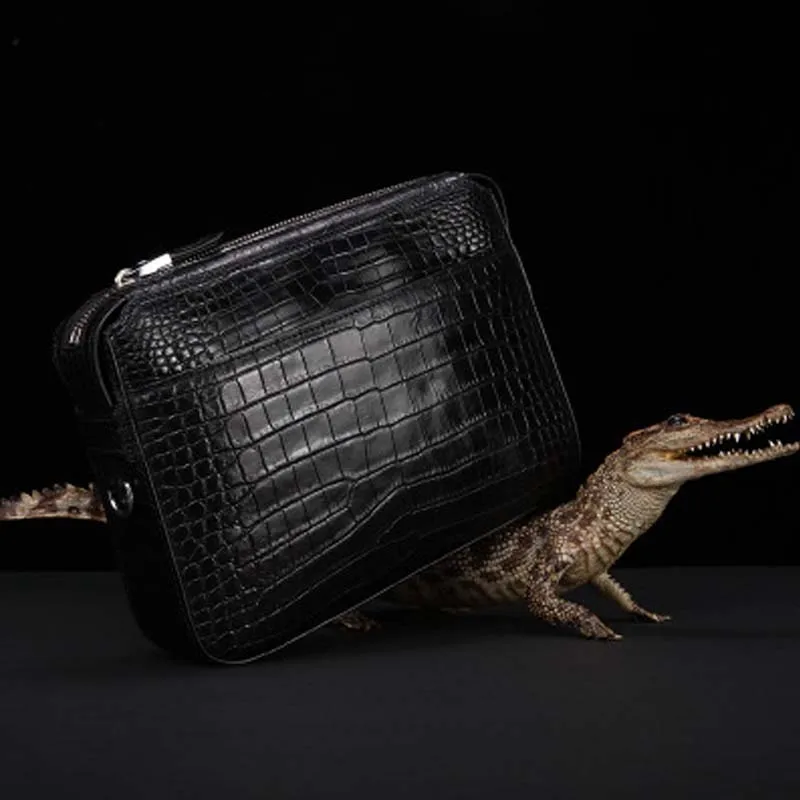 

yuee crocodile bag male No stitching men wallet business men clutch bags Genuine crocodile leather male Hand bag