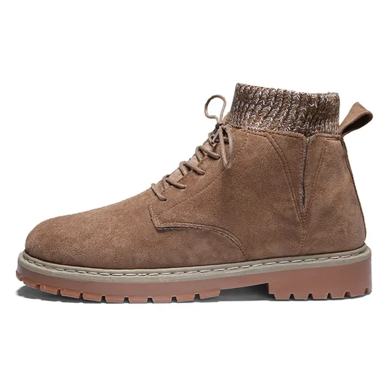 

CYSINCOS 2019 Winter Warm Working Boots Lace Up Mens Desert Boots High Quality Mens Boots Round Toe High Top Shoes Size 39-44