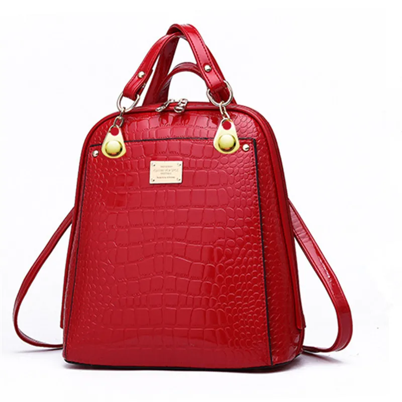 

Fashion Backpack Shoulder Bag Women Lychee Pattern PU Leather Large Capacity Lady Vintage School Korean Style Travel Female Bags