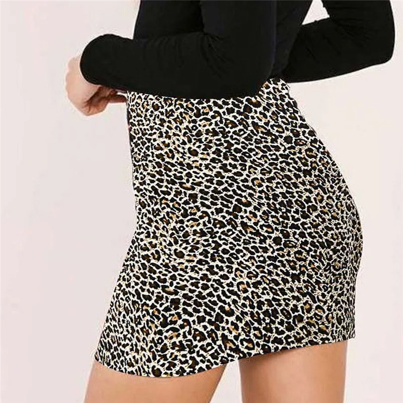 Женские юбки с высокой талией и леопардовым принтом, осенне-зимняя модная мини-юбка, Повседневная Женская облегающая юбка в стиле хип-хоп, ночной клубный карандаш, юбка#40