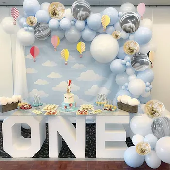 

100pcs Baby Blue White Balloon Garland Arch Kit DIY Latex Balloons Kids Birthday Backdrop Baby Shower Wedding Party Supplies