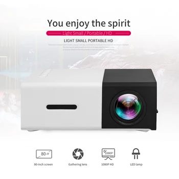 

Mini Projector Portable 1080P HD LED Mini Projector 800:1 HDMI USB 3.5mm 20-80 inch Home Theater Movie Media Video Player