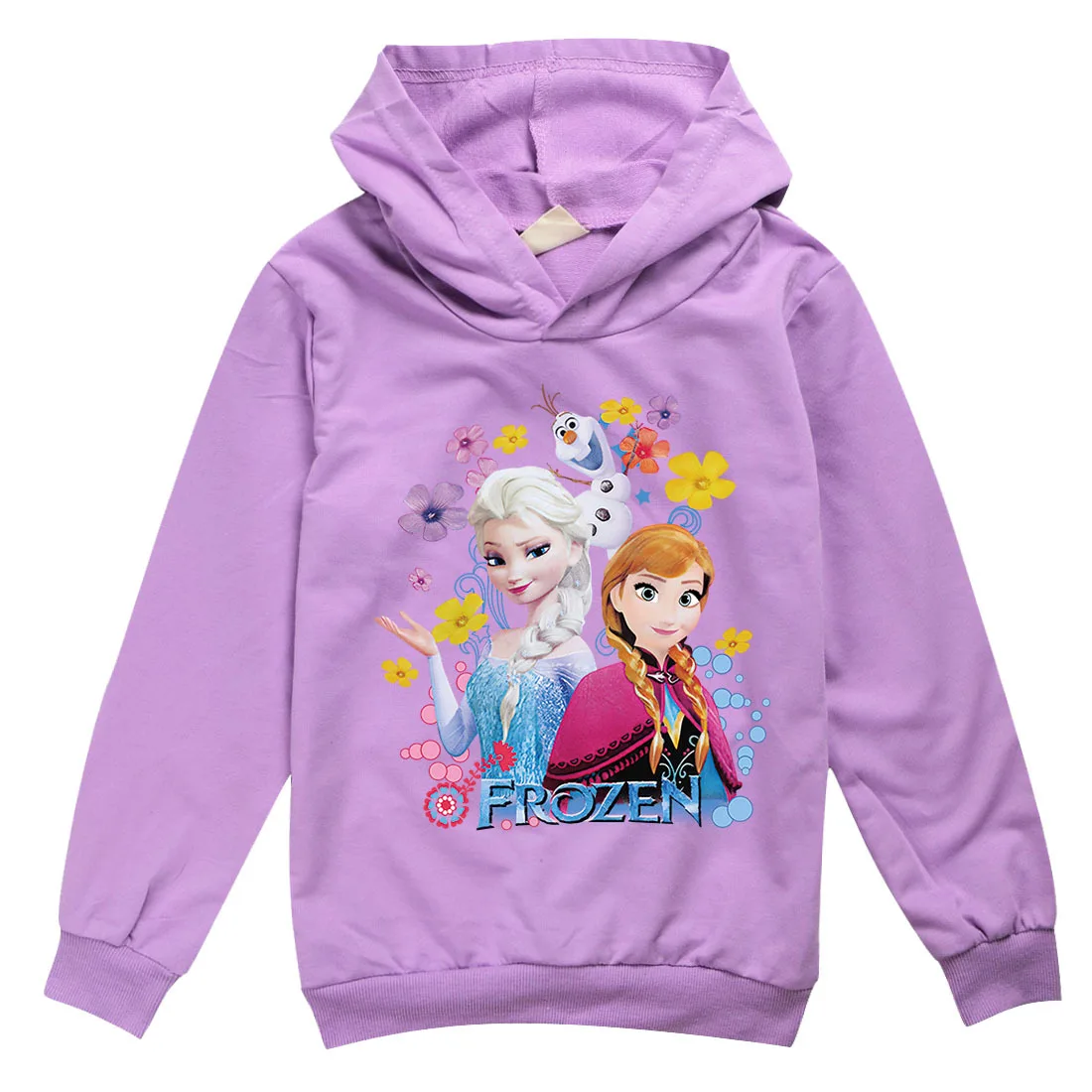 

2021 Disney Frozen Anna Aisha cartoon print girls hooded sweater hoodie spring and autumn snow treasure