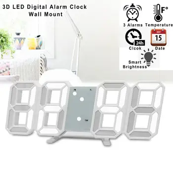 

3D Large LED Digital Wall Clock Date Time Celsius Nightlight Display Table Desktop Clocks Alarm Clock From Living Room