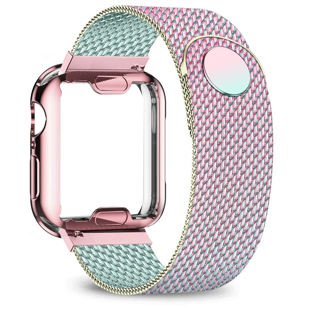 Чехол и ремешок для Apple Watch band 40 мм 44 41 45 38 42 чехол с покрытием металлическим