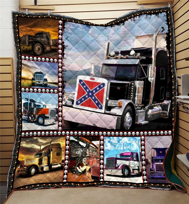 Summer-Truck-Driver-Print-Quilt-Kids-School-Adults-Bed-Soft-Warm-Thin-Blanket-Cotton-Quilt-King