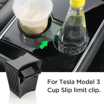 

Car Water Cup Phone Holder Slot Slip Limit Stopper Black ABS Material Piano Paint Surface Treatment For Tesla Model 3