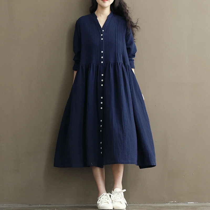 

Pleated Cotton Linen Bat-wing Sleeve Maternity Dresses Big Hem Loose Clothes for Pregnant Women Stylish Pregnancy Long Dresses