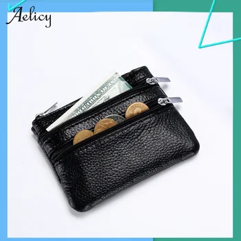 

Aelicy Men Short Wallets Mini Money Purses Small Fold Female Vintage Leather Men Coin Purse Genuine Leather Zipper Coin Wallet