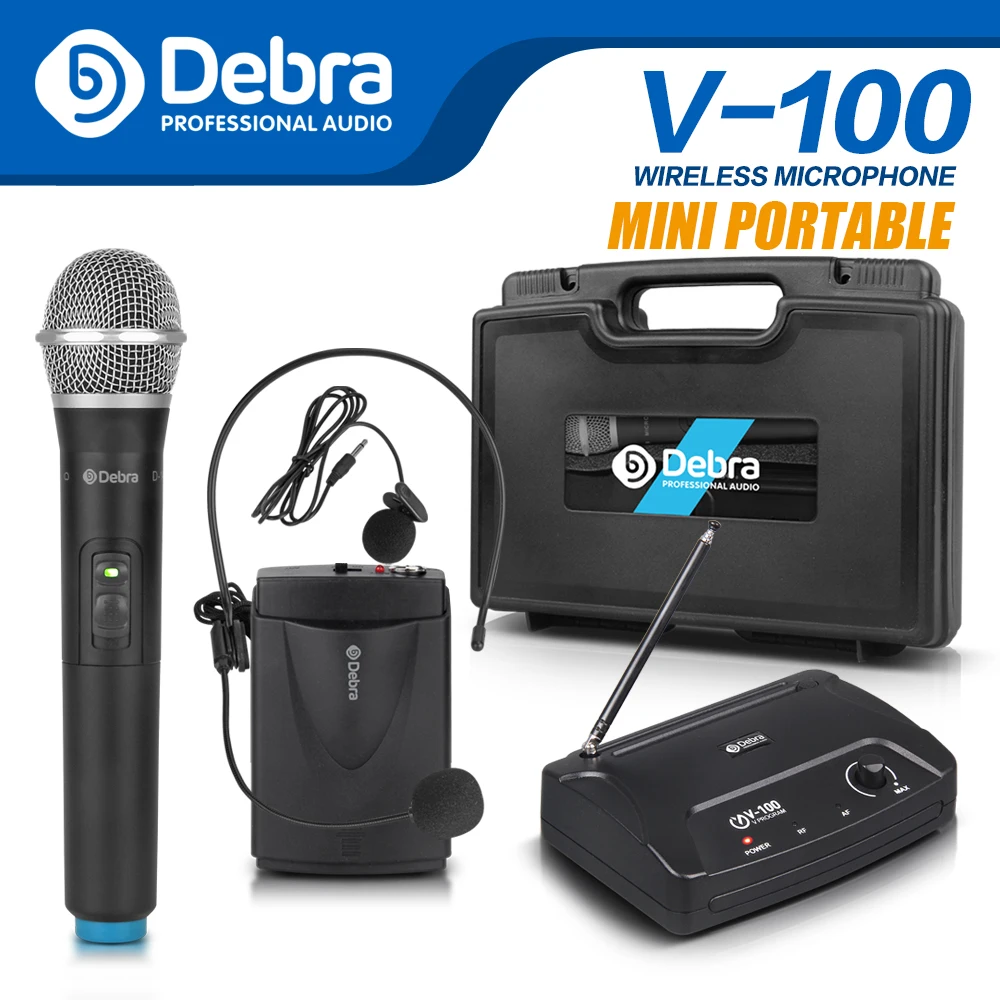 Беспроводная микрофонная система Debra Audio V 100 VHF с портативным чехлом ручным или