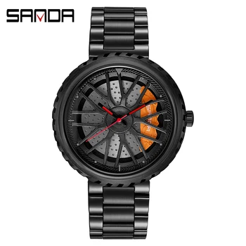 

Watches for men quartz wristwatches stainless steel watch fashion Cool 3D Creative Car tires watch waterproof sports diving 2020