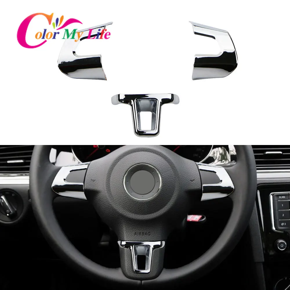 ABS Chrome Car Steering Wheel Decoration Cover Trim Sticker Fit for Volkswagen VW GOLF POLO