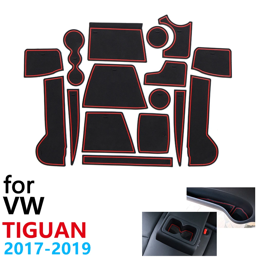 Нескользящий Резиновый коврик для чашки дверной паз VW Tiguan 2017 2018 2019 2 MK2 Volkswagen 16 шт.