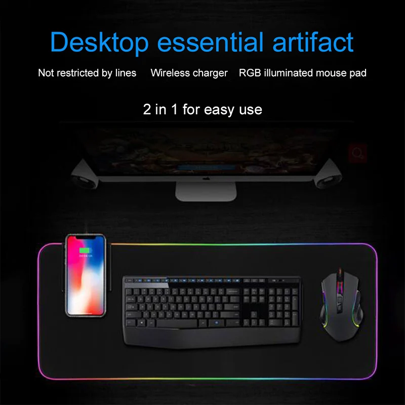 almofada gaming mousepad carregamento sem fio grande
