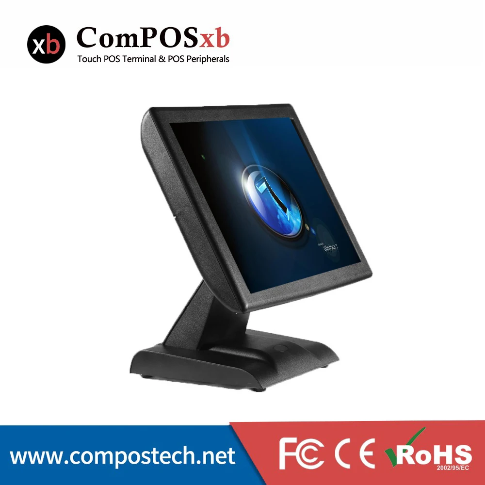 ComPOSxb pos-система, пять проводных резистивных экранов, pos-терминал с EK410 денежным ящиком/80 мм принтер/1D проводной сканер для supermarke