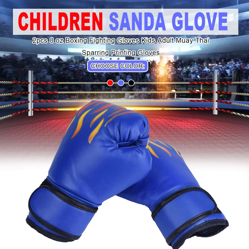 

1 Pair Children Boxing Gloves Kids PU Leather Flame Sanda Boxing Training Glove Professional child Breathable Sparring mma Glove