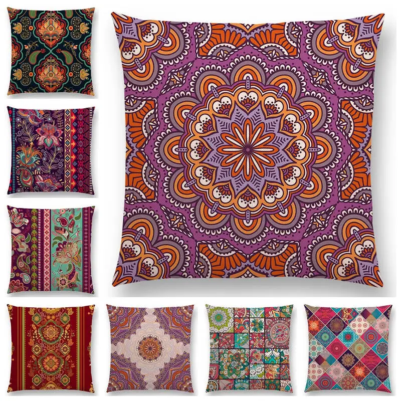 

Paisley Mandala Decorative Pattern Flower Plants National Tribe Geometry Stripe Mosaic Arab Cushion Cover Gorgeous Pillow Case