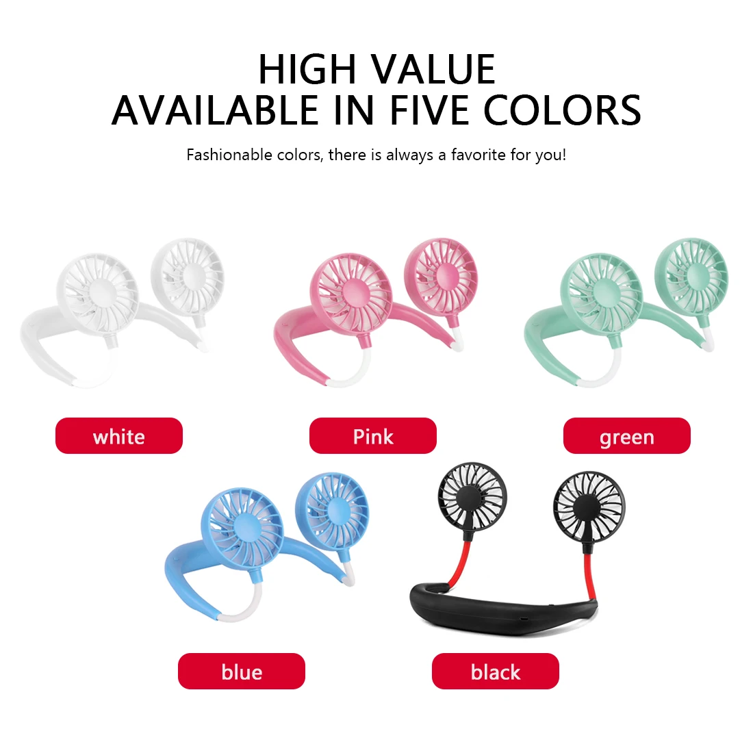 

Adjustable 7 Leaf Mini USB Rechargeable Fan Portable Neck Sport Fan Neckband USB Mini Fan Neck Fan Rechargeable Small Portable
