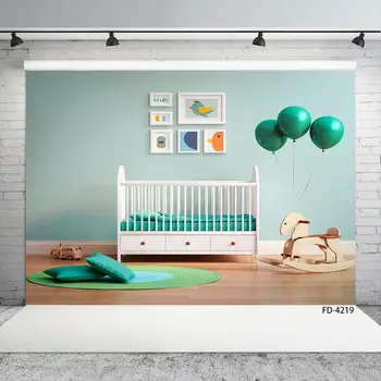 

Baby Bed Wooden Horse Balloon Board Floor Photography Backgrounds Baby Children Portrait Photography Backdrops For Photo Studio