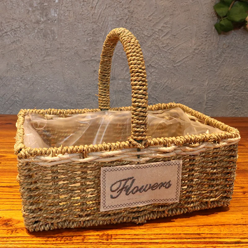 

Handmade Wicker Basket Planters Floral Container Flowers Basket for Decoration Free Shipping