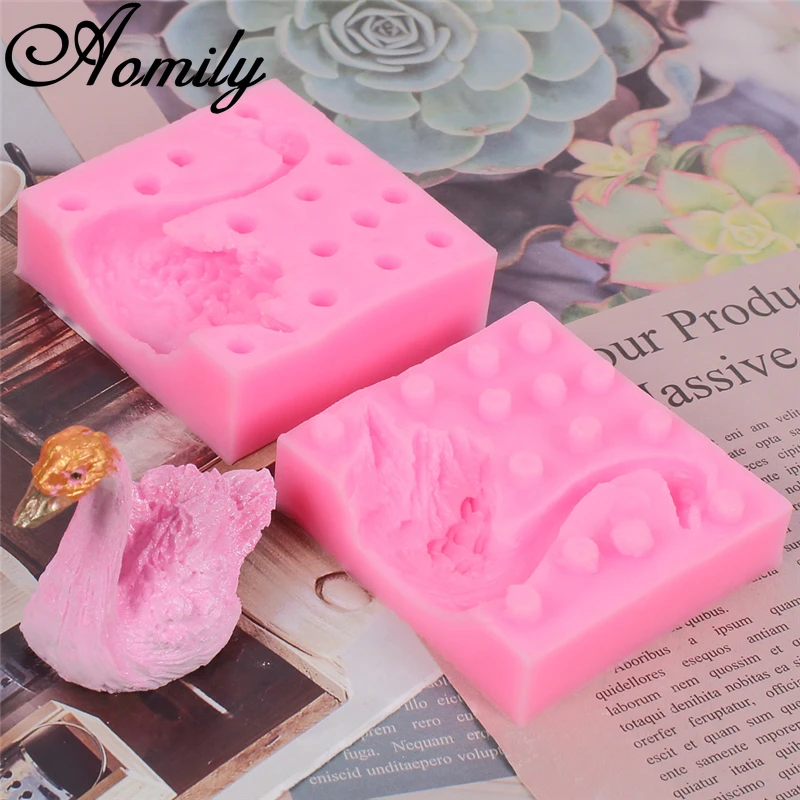 Aomily 3D Swan Shaped Cake Molds Fondant Jelly Sugar Craft Chocolate Decorating Tools Ice Cube Baking Silicon Mould | Дом и сад