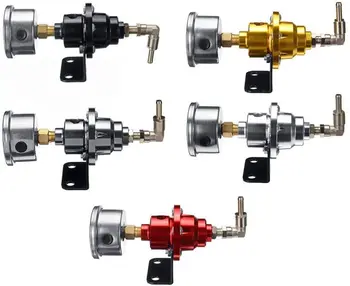 

6 color Universal Adjustable Aluminum Fuel Pressure Regulator With Gauge Kit Black Titanium Red Gold Silver Blue