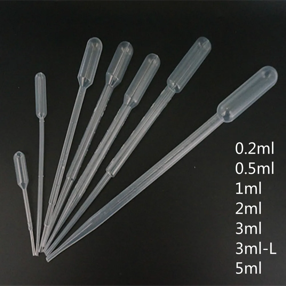 

Free shipping 500pcs Plastic Pasteur Pipet 0.2ml/0.5ml/1ml/2ml/3ml/3ml-L/5ml disposable plastic dropperTransfer Pipette