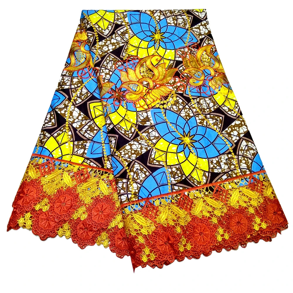 Африканская восковая ткань высокое качество нигерийская африканская вышивка кружевная ткань для свадебного платья - Цвет: as picture