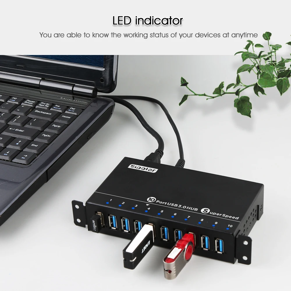  Sipolar 10 puertos Multi USB 30 Hub alta velocidad transferencia de datos rápido cargador divisor e