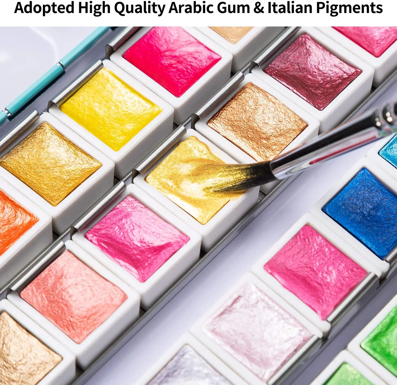 Professional 12/24/48 Colors Pearlescent Watercolor Paints Set Pigment Solid Paint for Art Supplies