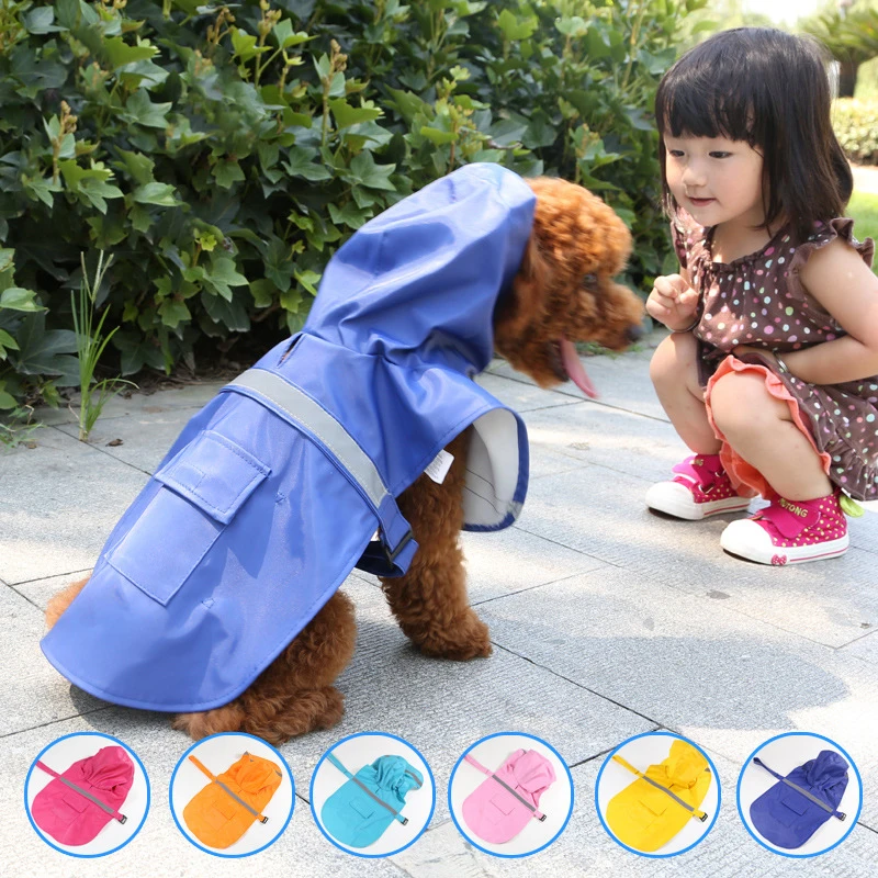 

Pet Dog Raincoat Labrador Medium Large Dogs Reflective Waterproof Snow-Proof PU Raincoats Dog Rain Clothes Rain Coat For Dogs