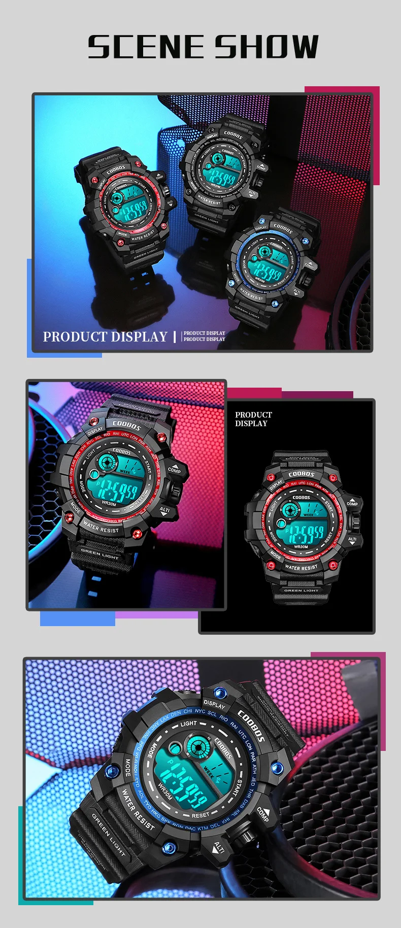 Waterproof Digital Watch Men Sport Multifunction Military Wrist Watches Fashion Led Luminous Electronic Clocks Male Reloj Hombr
