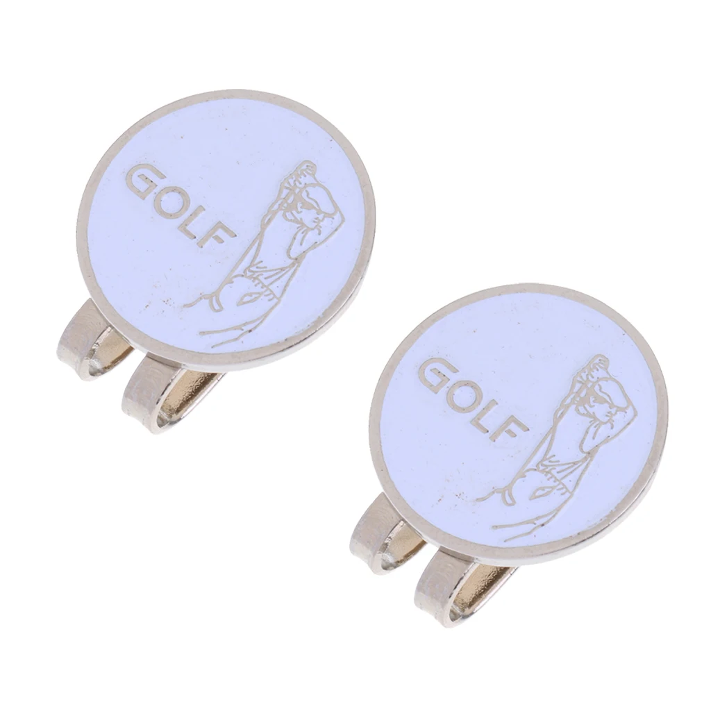 2 Pieces Golfer Pattern Magnetic Hat Cap Visor Clip Golf Ball Marker Gift