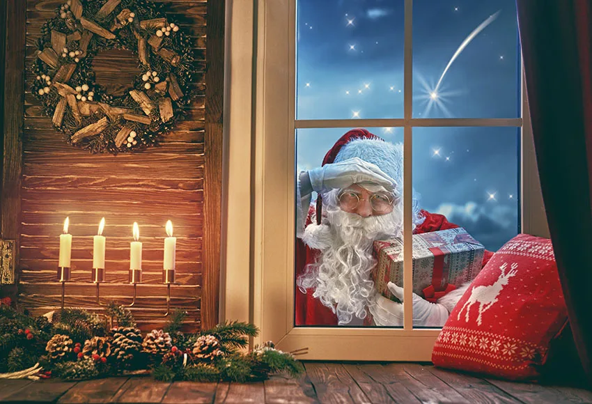 Фон для фотосъемки с изображением внутреннего камина веселого Рождества Рождественская елка игрушка медведь подарок стул Новогоднее окно - Цвет: Темно-зеленый