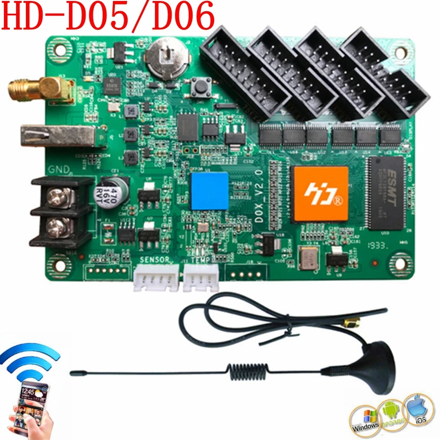 HD-D05 HD-D06 Wifi USB полный Цвет асинхронный Светодиодный Управление карты с 4xhub75e