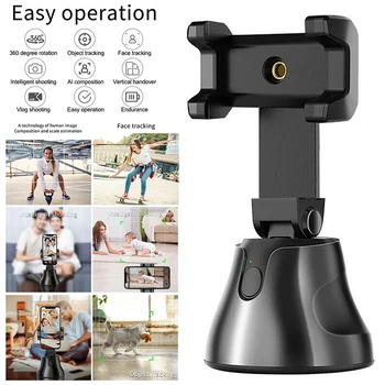 

360° Rotating Auto Face object tracking Desk Phone Holders Stands Universal Smart Shooting Selfie Stick vlog Camera Phone Holder