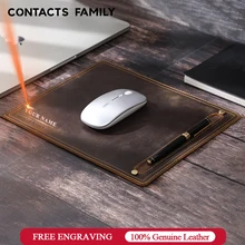 

New CONTACT'S FAMILY Anti-Slip Mouse Pad Mat Laptop Nubuck Leather with Pen Holder Gaming Mice New Desk Cushion Retro