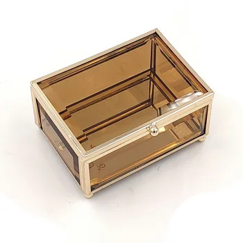 

Brown glass metal Valentine's Day gift wedding party gift for guests proposal surprise ring box jewelry storage containe