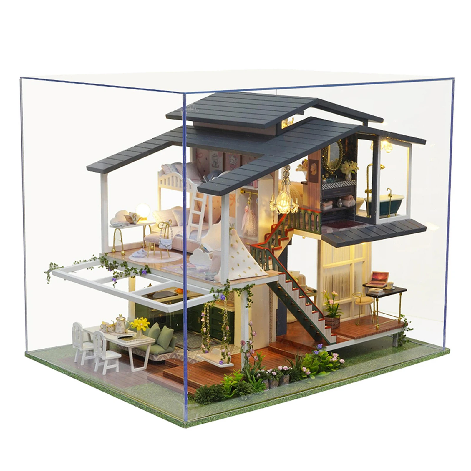 DEL Lumière À faire soi-même Miniature maison de poupée créatifs Monet mobilier de jardin Kits Fantasy 