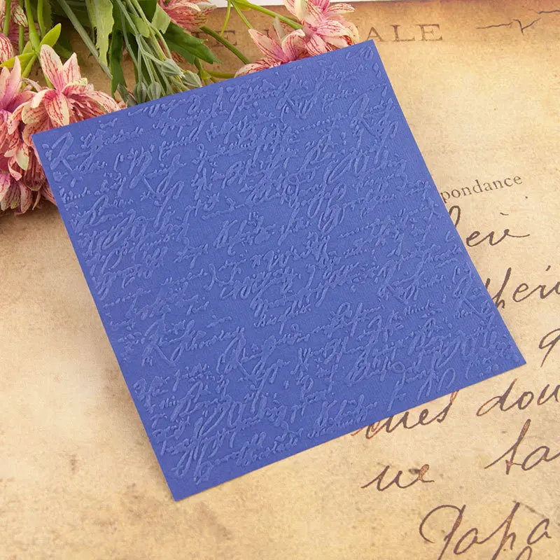 Plastic embossing folder Handwritten text flower print DIY for scrapbooking paper craft card making decoration