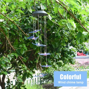 

Mobile Butterfly Outdoor Garden Solar Powered Yard Festival Easy Install Lawn Hanging Waterproof Wind Chime Lamp Decorative