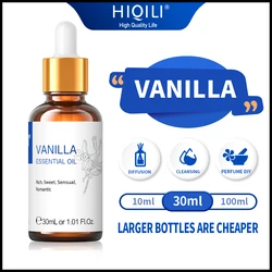 30ML Premium Vanilla Essential Oils HIQILI 100% Natural Plant Aromatherapy Diffuser Oil for Candle，Handmade Soap，Perfume DIY