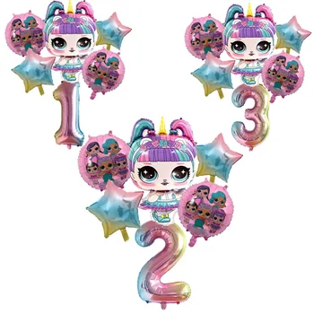

6pcs LOL Surprise Birthday Balloons LOL Party Supplies Number Balloons Set Home Decoration Birthday Party Decorations Kids