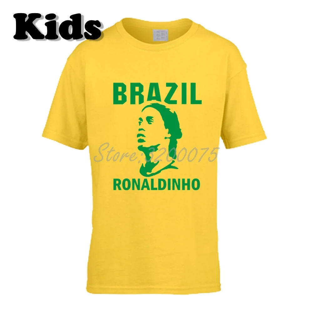 Детская футболка с надписью Ronaldo De Assis Moreira Ronaldinho 10 Brazil Legend круглым вырезом для