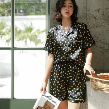 

Pajamas women cardigan thin section pajamas summer short-sleeved shorts home service suit lapel casual Кигуруми fashion